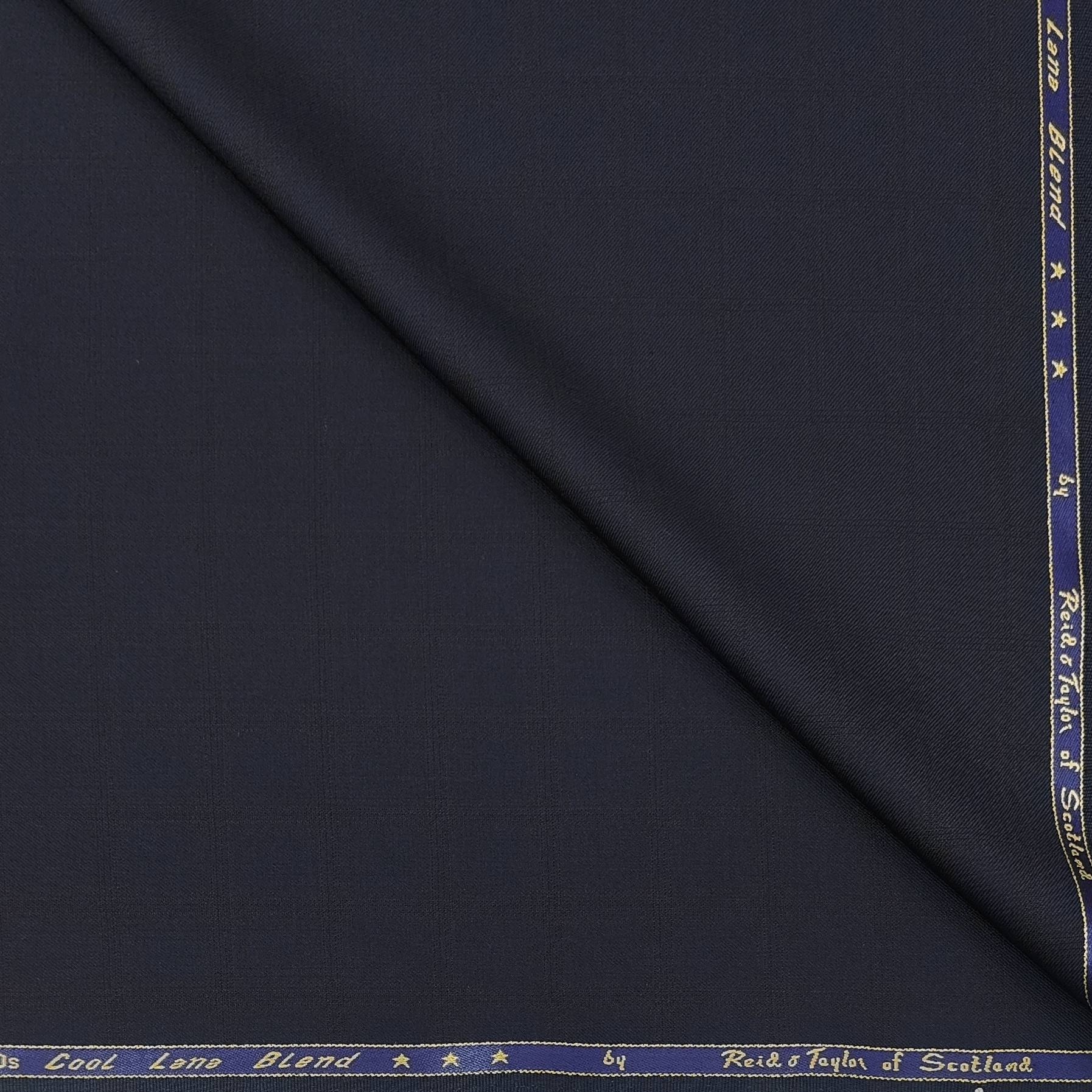 Trouser Fabric Reid & Taylor Super 100s 50%Wool Blended Check Color Dark Blue